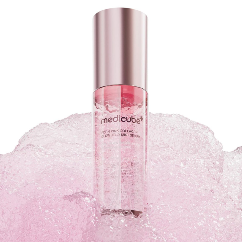 Medicube PDRN Pink Collagen Glow Jelly Mist Serum 100ml – Bruma Facial Coreana com Colágeno, PDRN e Efeito Glass Skin