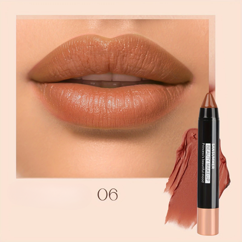 Lápis Labial Matte à Prova d’Água SANSUMMER – Cor Intensa e Conforto o Dia Todo