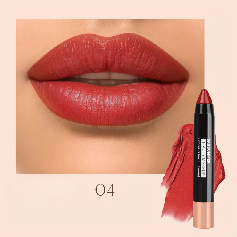 Lápis Labial Matte à Prova d’Água SANSUMMER – Cor Intensa e Conforto o Dia Todo