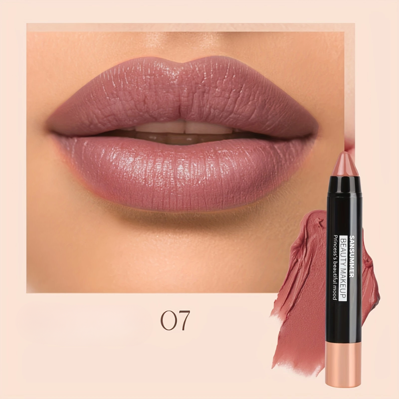 Lápis Labial Matte à Prova d’Água SANSUMMER – Cor Intensa e Conforto o Dia Todo