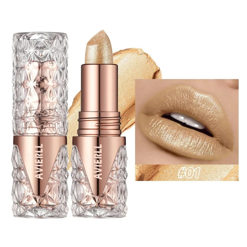 (Compre 2 e Leve 6) Batom One Gold Hidratante de Longa Duração com Glitter À Prova D'Água